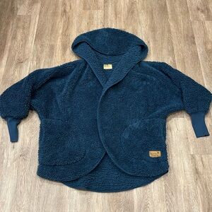 Cozy Hooded Teddy Cardigan Sweater - Dark Teal